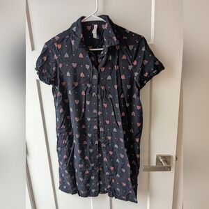 RVCA Button-Up Short Sleeve Dress with Small Multicolor Motif